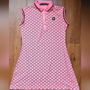 knee length dresses for ladies Gucci Mock Neck Sleeveless Buttoned Mini Dress Dusty Pink Crepe Size 4   Celebrity Owned